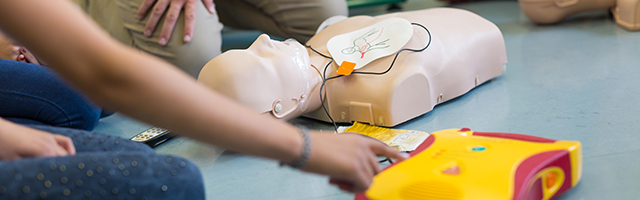 Basic Life Support and Safe Use of an Automated External Defibrillator Button Header